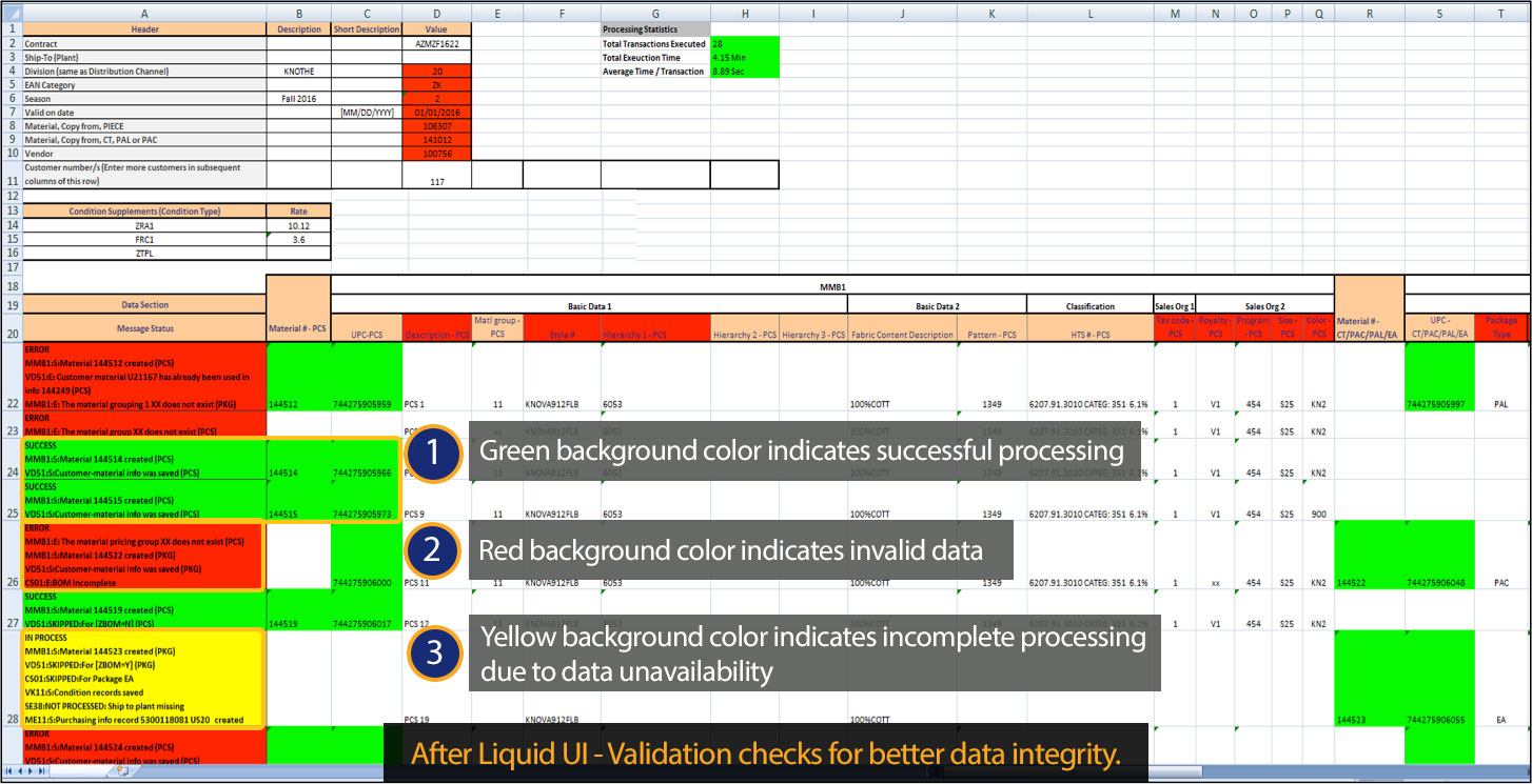 Liquid UI for Excel - SAP MM