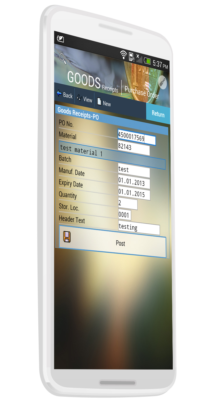Liquid UI for Android - SAP WM - Goods Receipts/Purchase Order