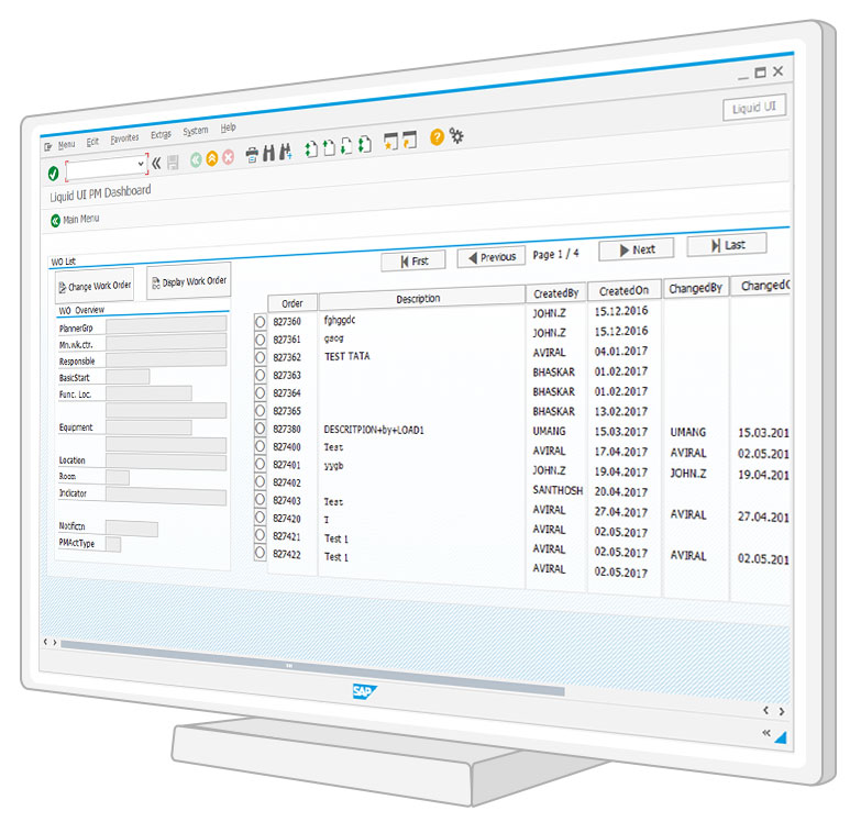 Liquid UI for SAP GUI - SAP PM - Change and Display Work Order