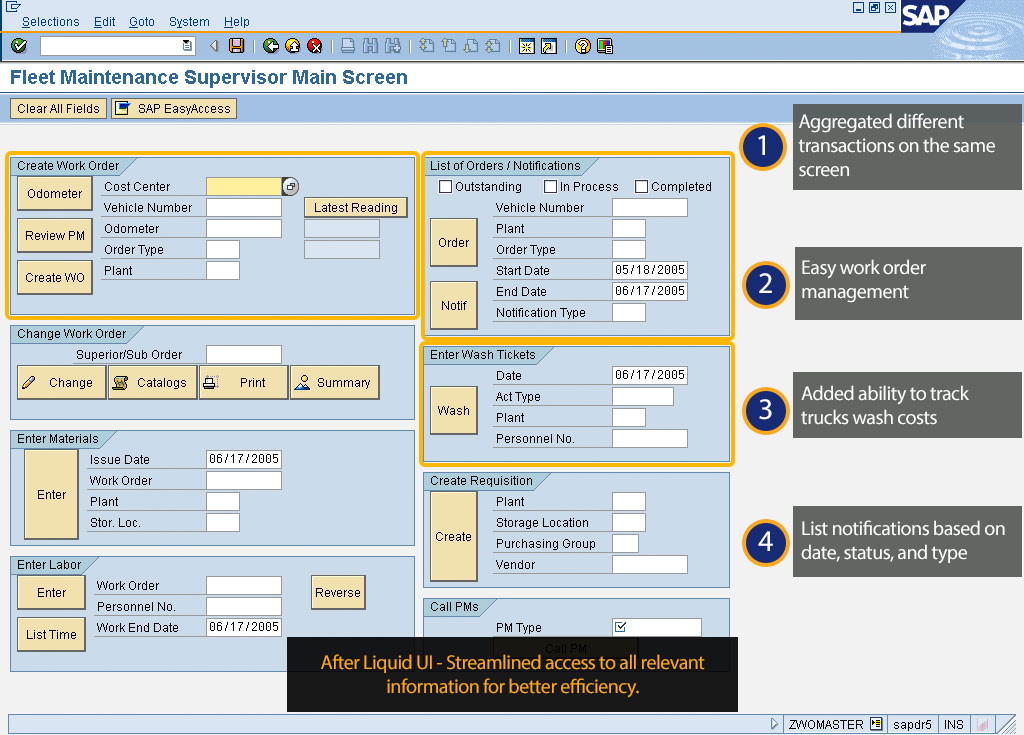 Liquid UI for iOS - SAP PM - Simplified and Role Tailored Dashboard