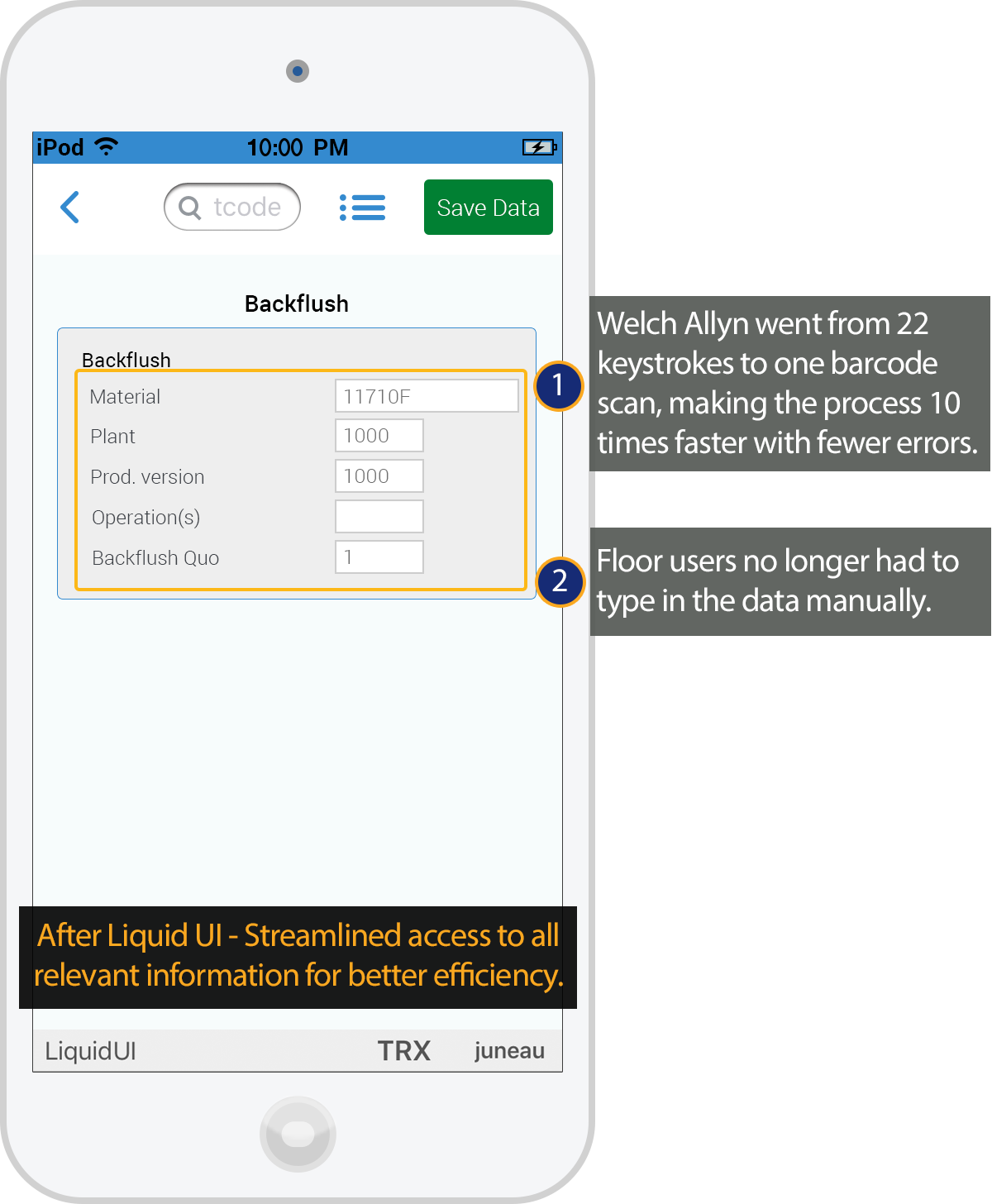 Liquid UI for iOS - SAP WM - Backflush