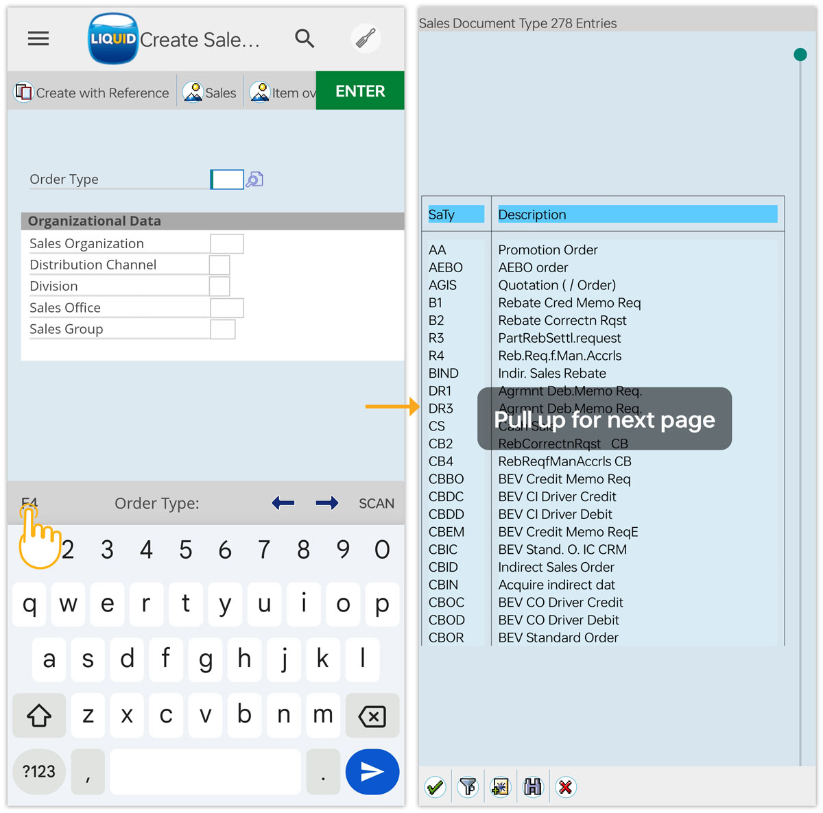 F4 functionality opens predefined value help for quick field selection