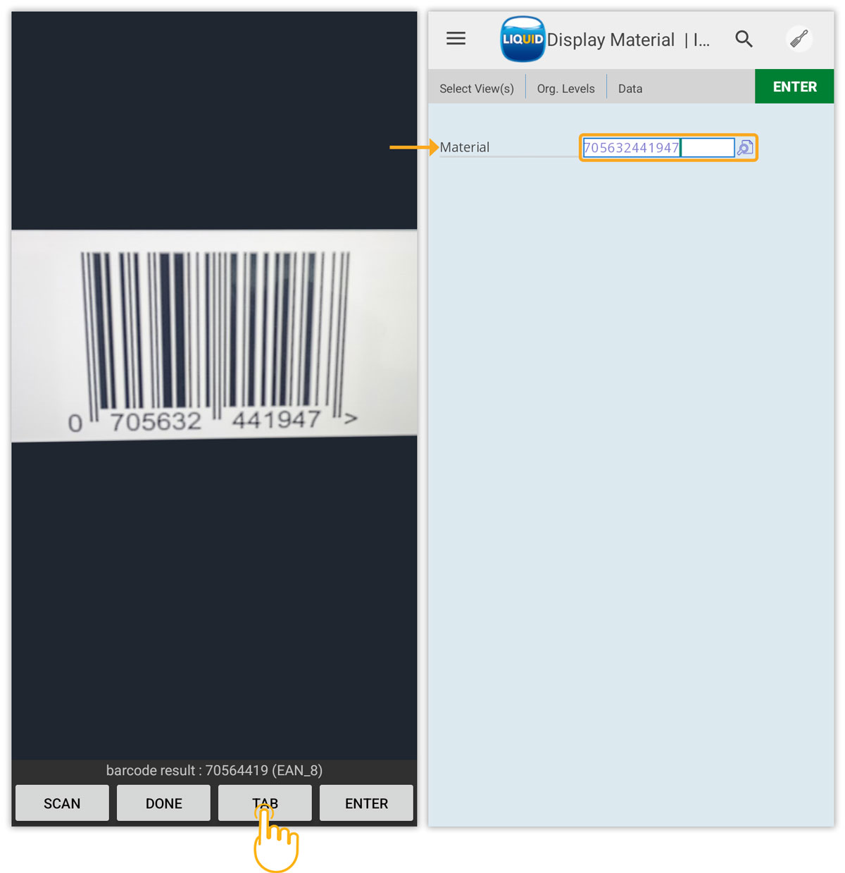 TAB button auto-navigates to the next field, similar to SAP GUI behavior