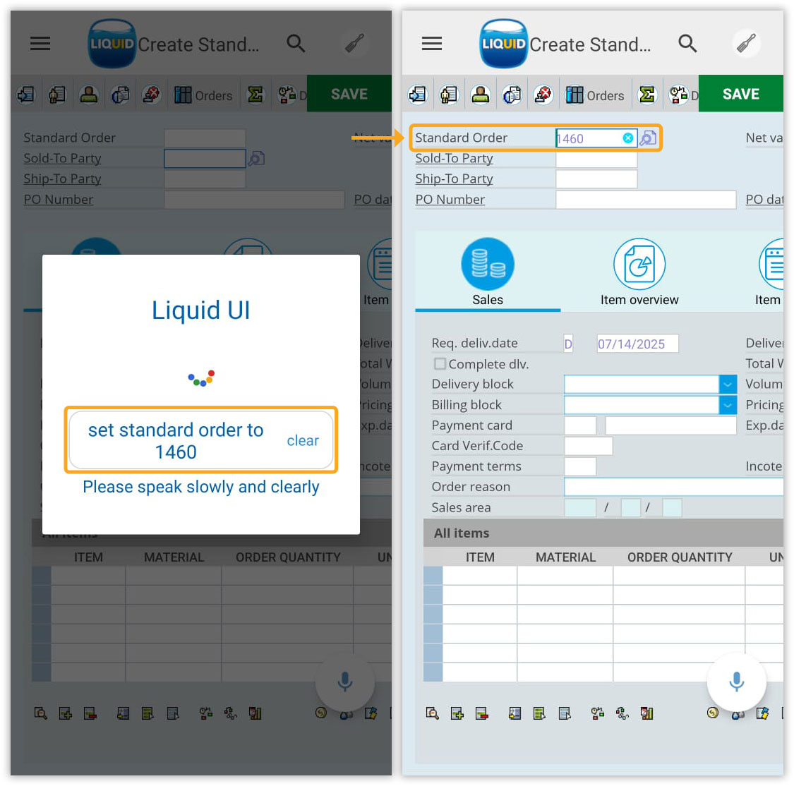 Enables voice commands for hands-free SAP interaction