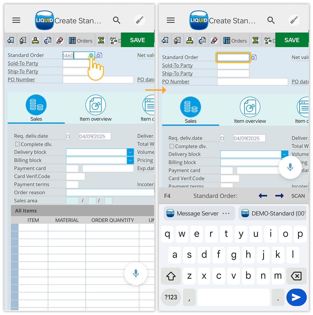 Clear(X) icon appears in input field to remove entered text when focused