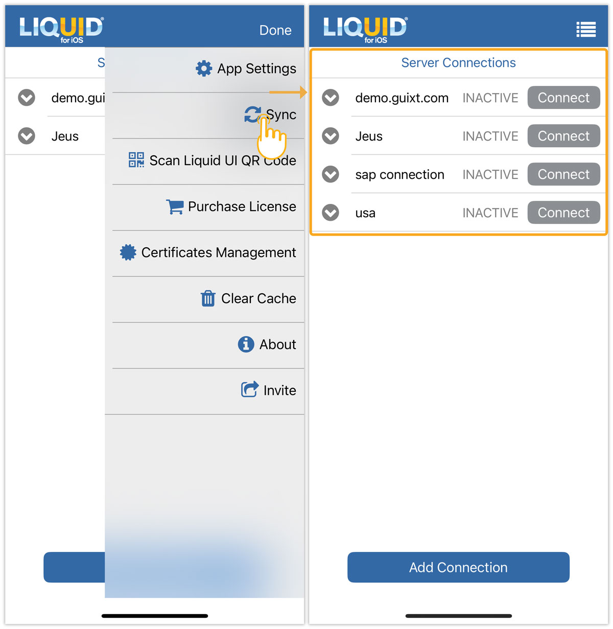 Restores SAP connections linked to the Portal/Enterprise license