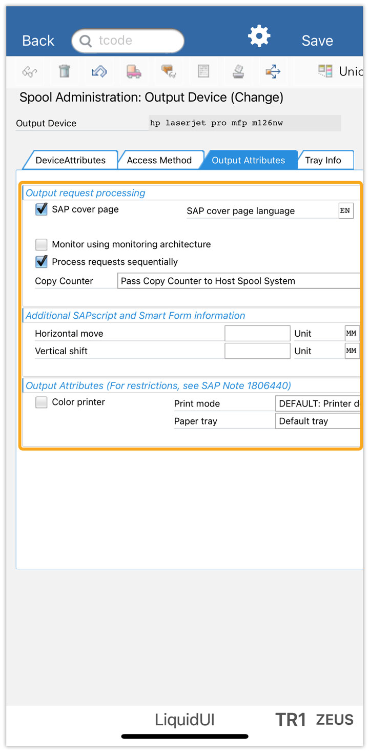 select output attributes