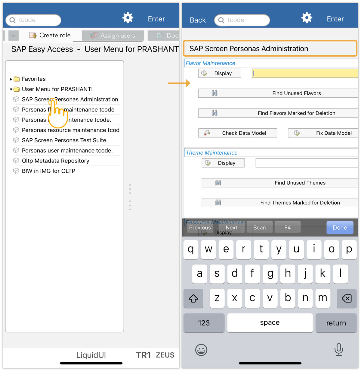 Double tap on any hot spot label navigates to linked transaction