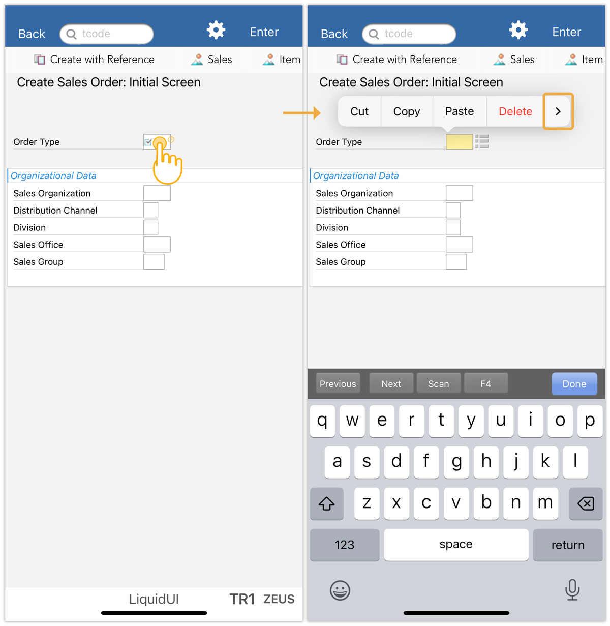 Long-pressing on the input fiels opens the context menu
