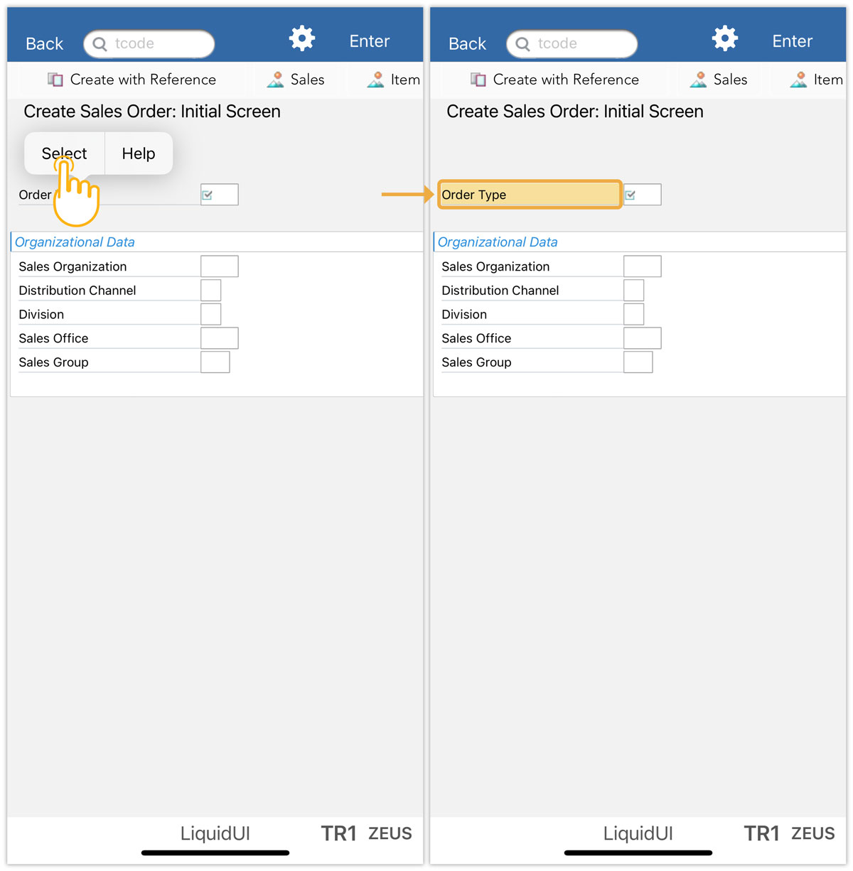 Choosing select option highlights the label