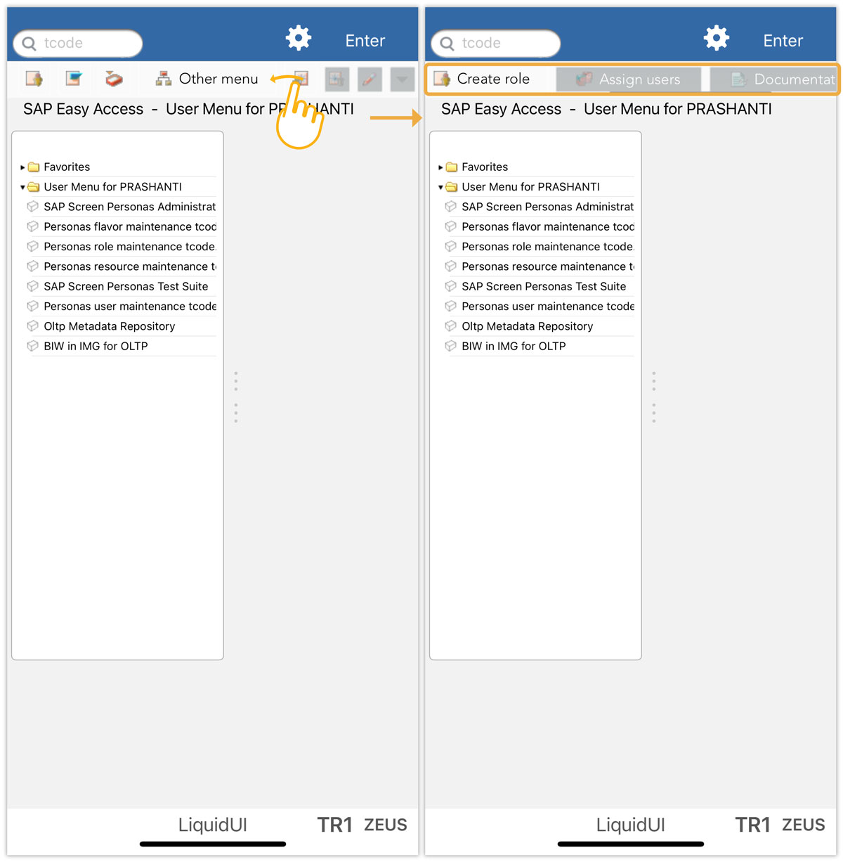 Swipe toolbar menu to access hidden items