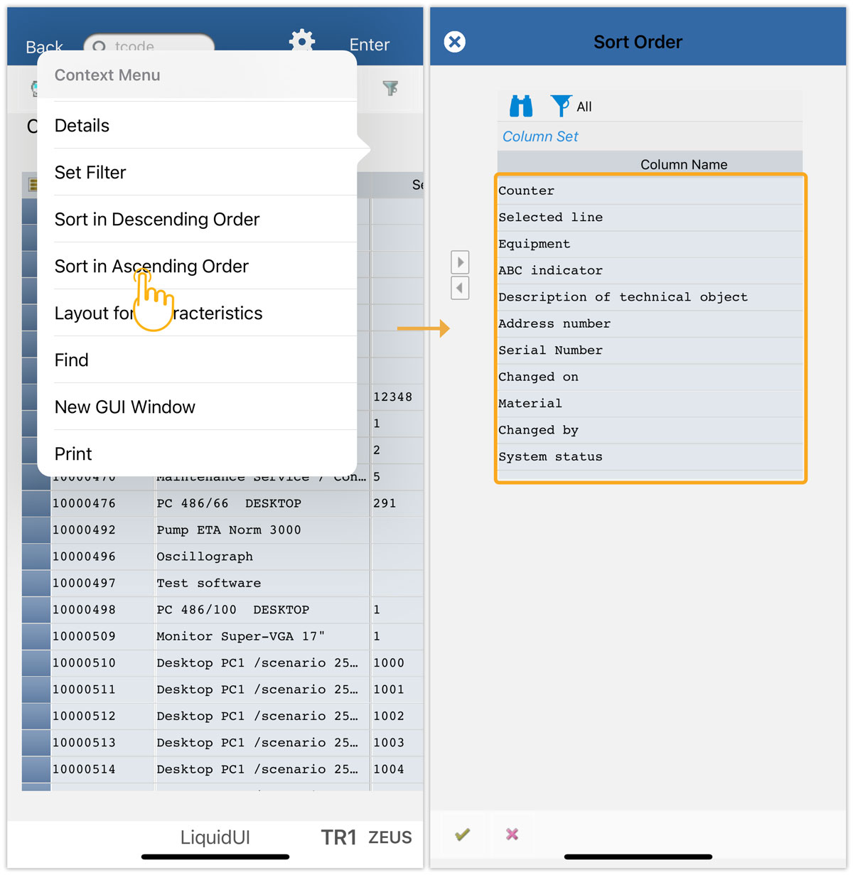 Sort column values in ascending order