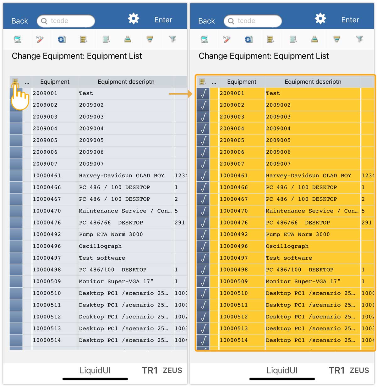 Click select All button in grid control to highlight all grid data