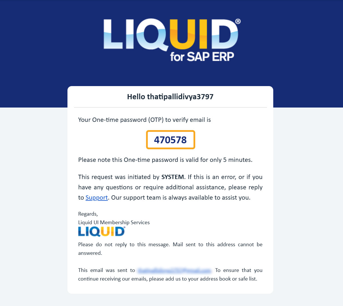 Six-digit email verification code with five-minute validity displayed after request submission