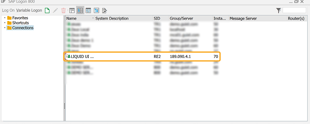 Newly added connection appears in the logon pad