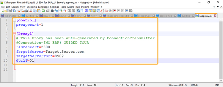 Sapproxy file containing proxy server details