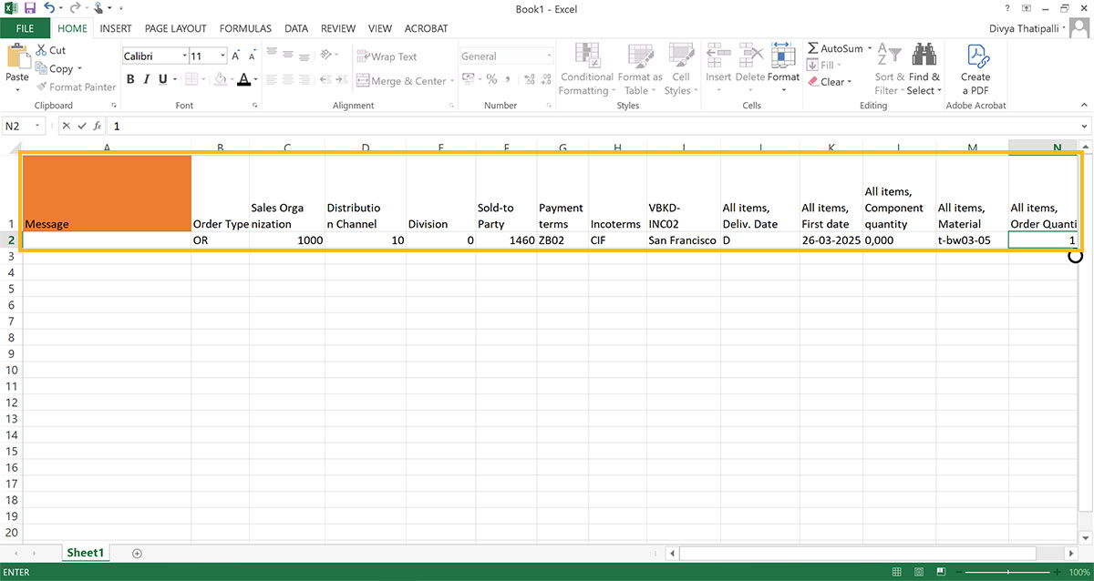 Excel shows recorded fields, entered values, and numeric data stored as text