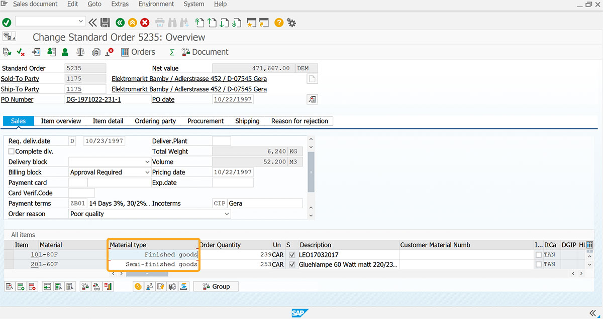 Assigns field value to right side of the column