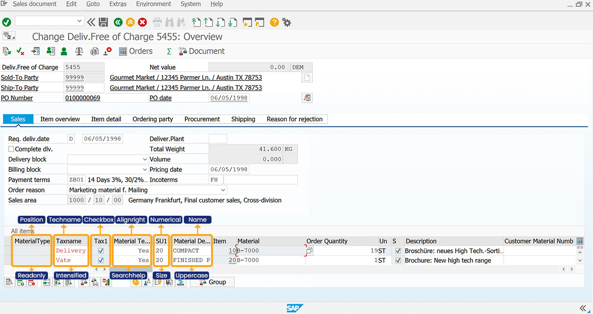 Demonstrated column command in existing All items table