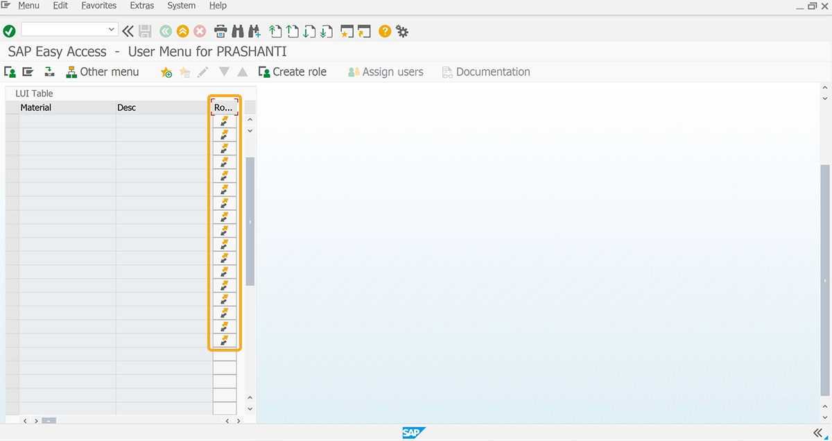 Assigns icons and text to the rows within the column