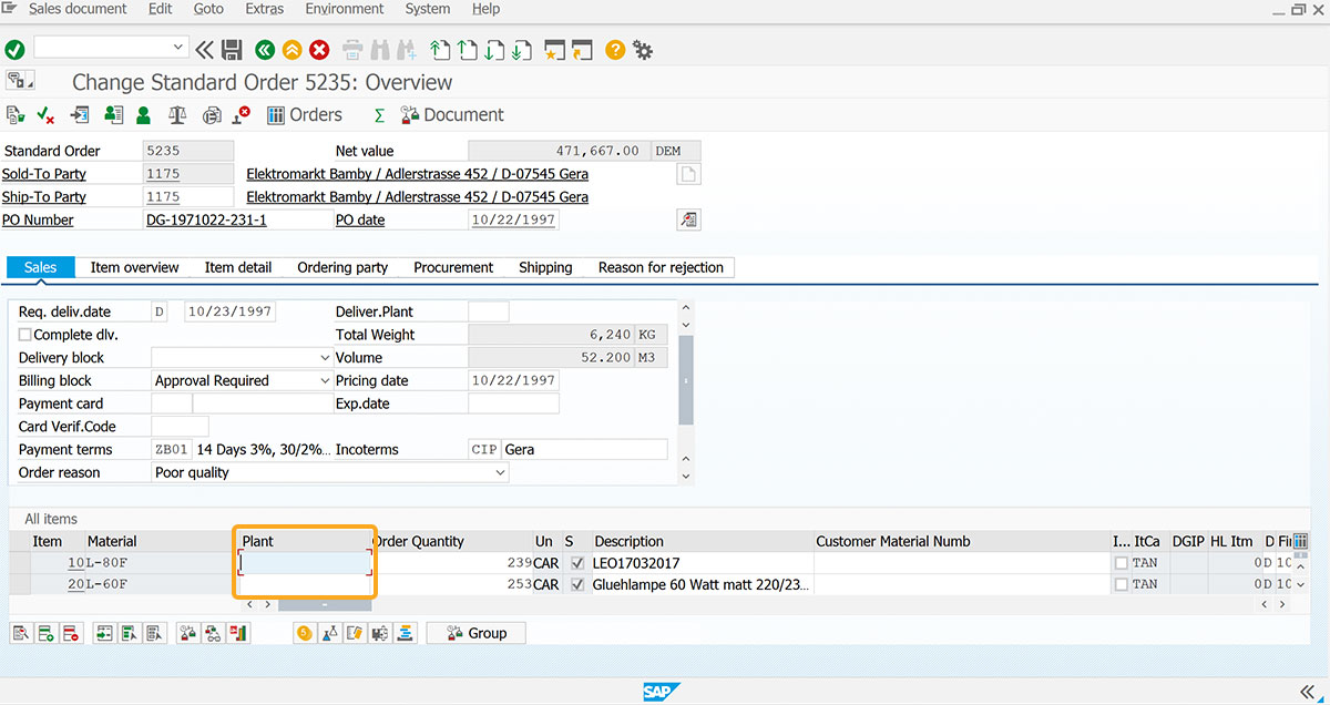 Define target table for new column