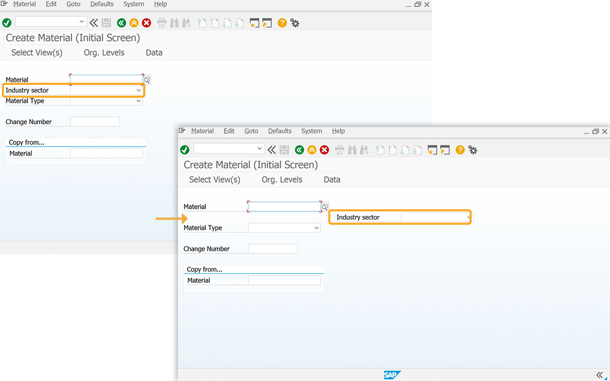 Changes the position of input field
