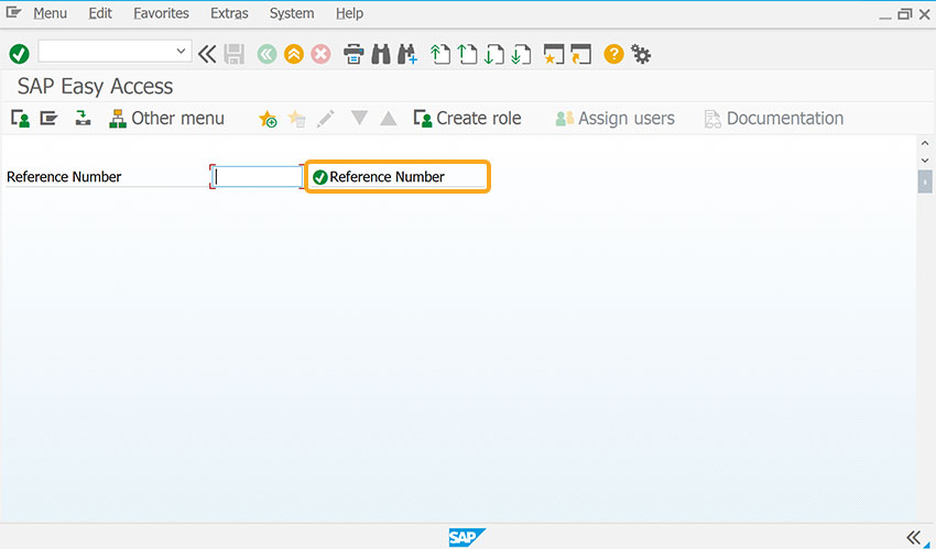 Input field with Reference Number label and tooltip