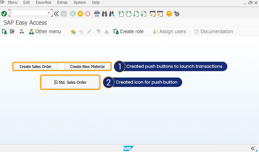 Created push buttons to navigate to the desired transactions