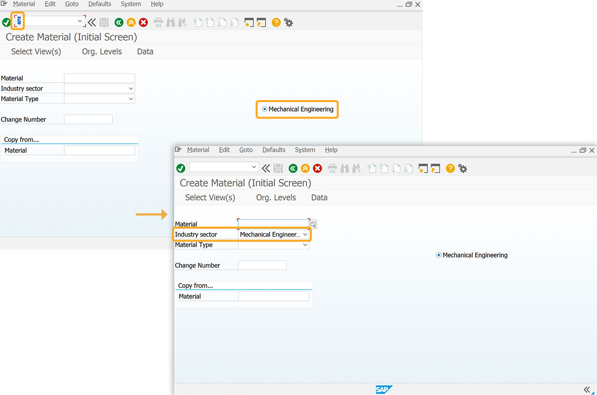 Radio button assigning value to screen element on selection