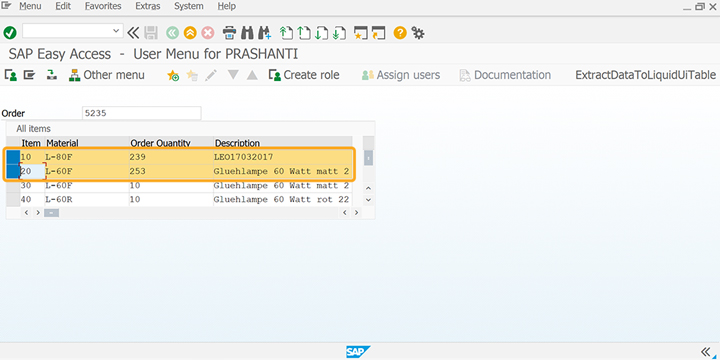 Specifies rows for selection in the table