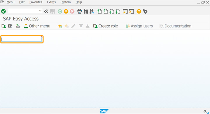 Added input field to SAP Easy Access to enter details