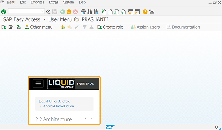 returns internal handle on sap screen