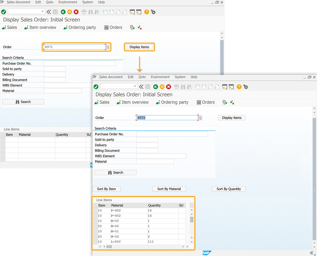 Executes the function and retrieves order data