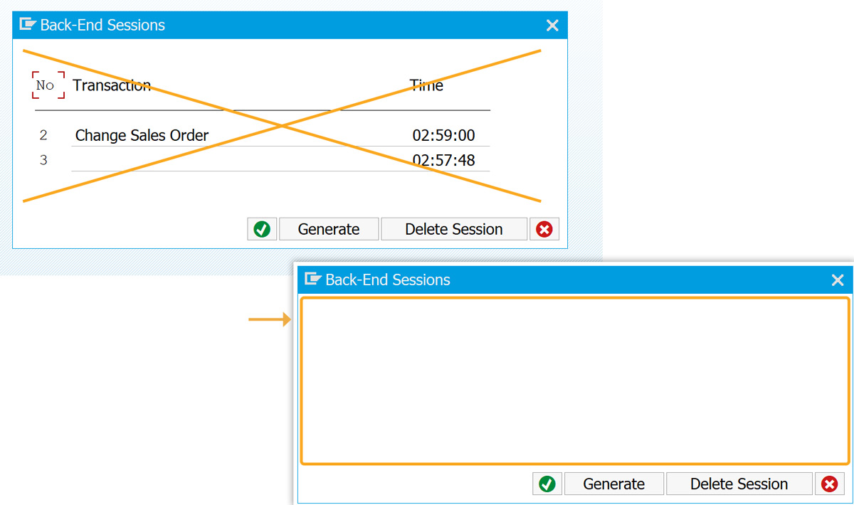 Deletes existing elements from pop-up window