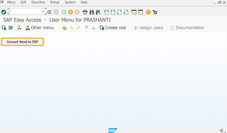 Convert Word to PDF button runs covertWordToPDF process on click