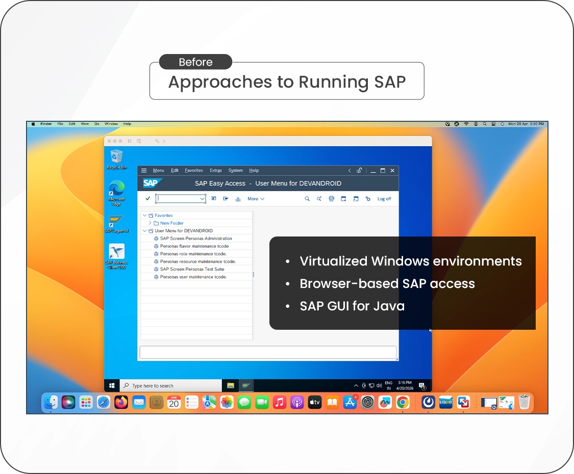 Before liquid ui approach to run SAP